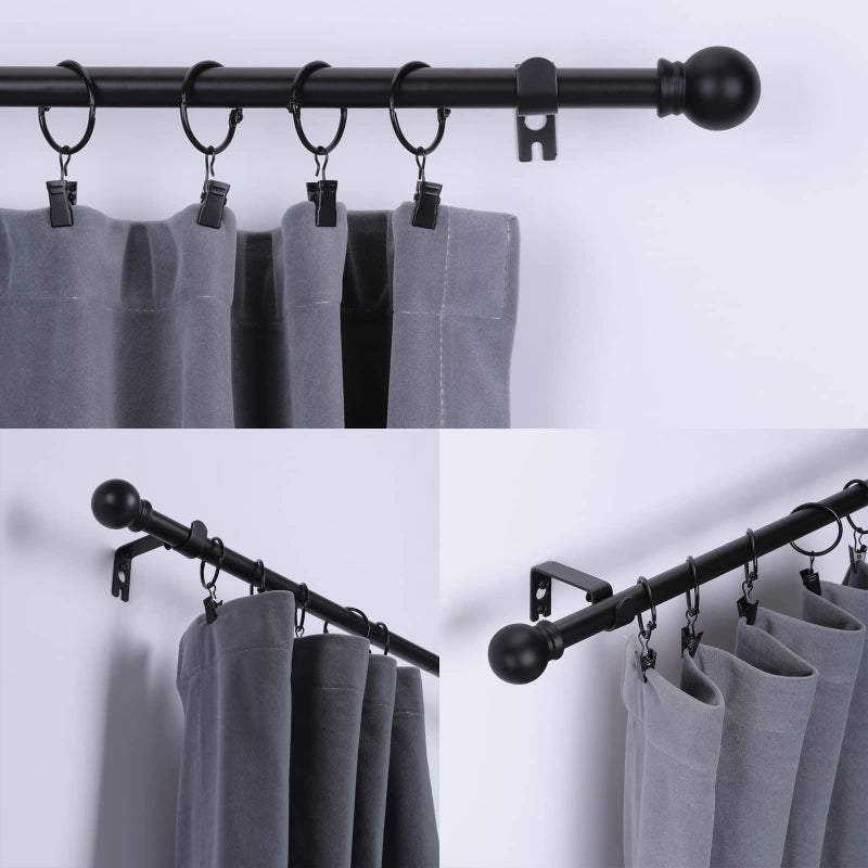 Thestoa Curtain Rods for Windows 30-62 Inch, 5/8" Matte Black Curtain Rods, Stainless Steel Small Curtain Rod for Bedroom, Living Room,Kitchen,Farmhouse, Outdoor Curtain rod Black - Image 2