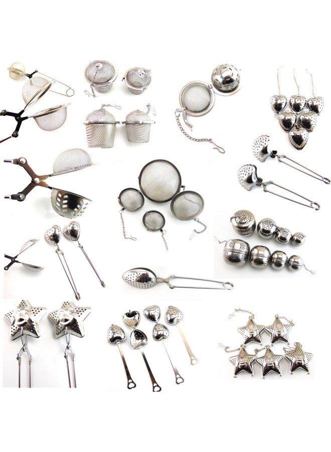Stainless Steel Heart-shaped Tea Ball Strainer Five-star Tea Leach Bag Kitchen Utensils Infuser Clip-Color:5.5 Mesh Tea Clip 304 Material - Image 2