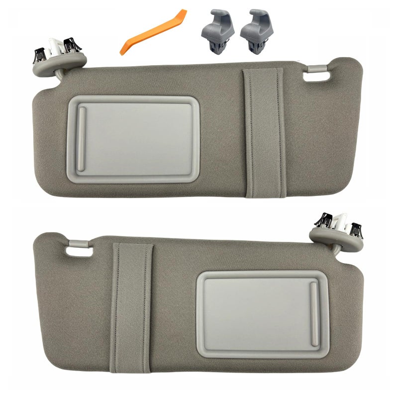 GlymXia Pair of Left and Right Sun Visors with Clips for Toyota Camry 2007 2008 2009 2010 2011 with Light Sunroof OEM Replace# 74320-06800-B0 (Gray Color) - Image 1