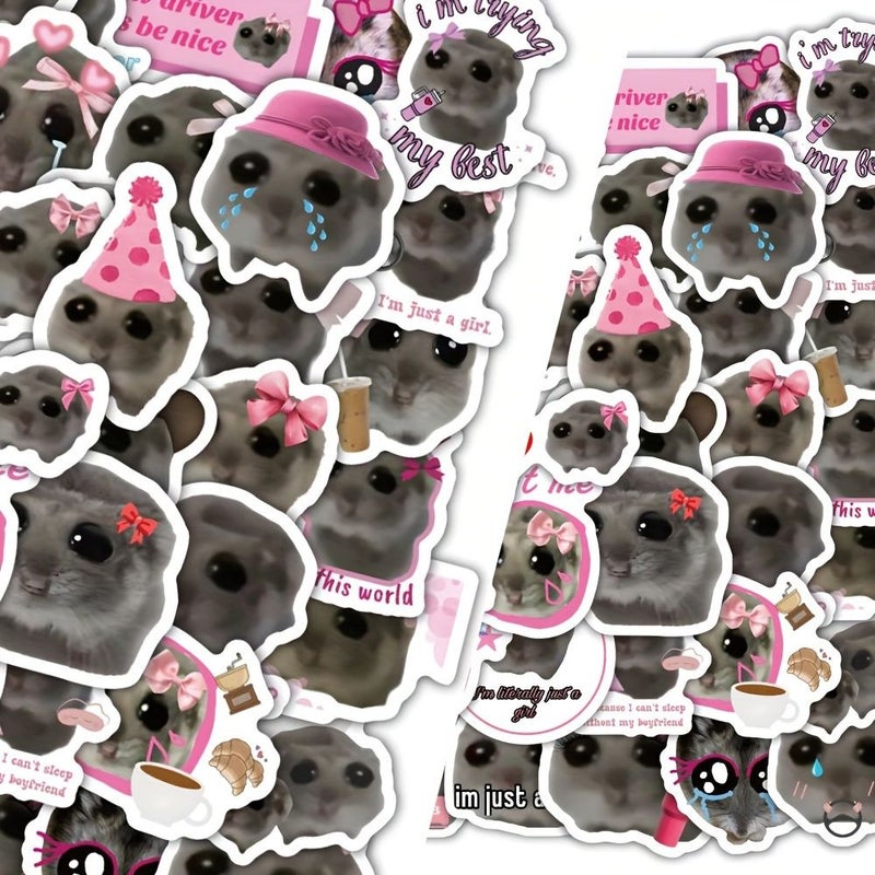 120 Sheets Sad Hamster Stickers for DIY Luggage Notebook Phone Decor - Image 1