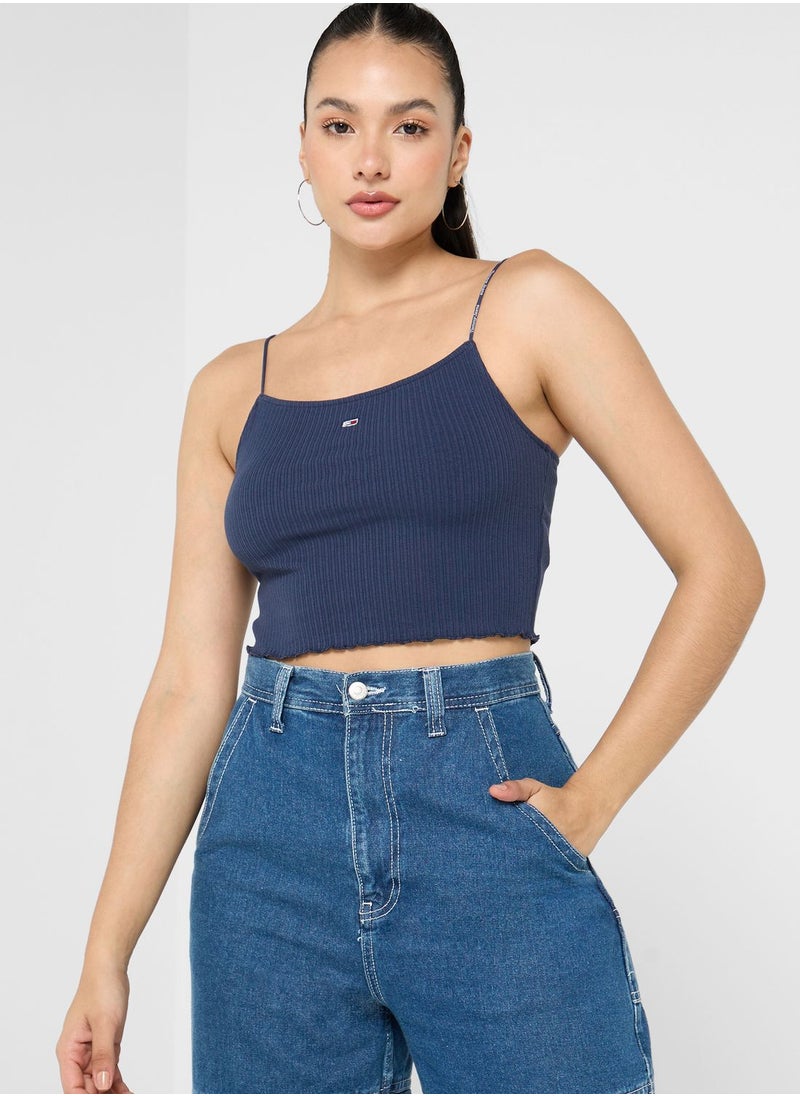 TOMMY JEANS - Strappy Ribbed Knitted Top - Image 1