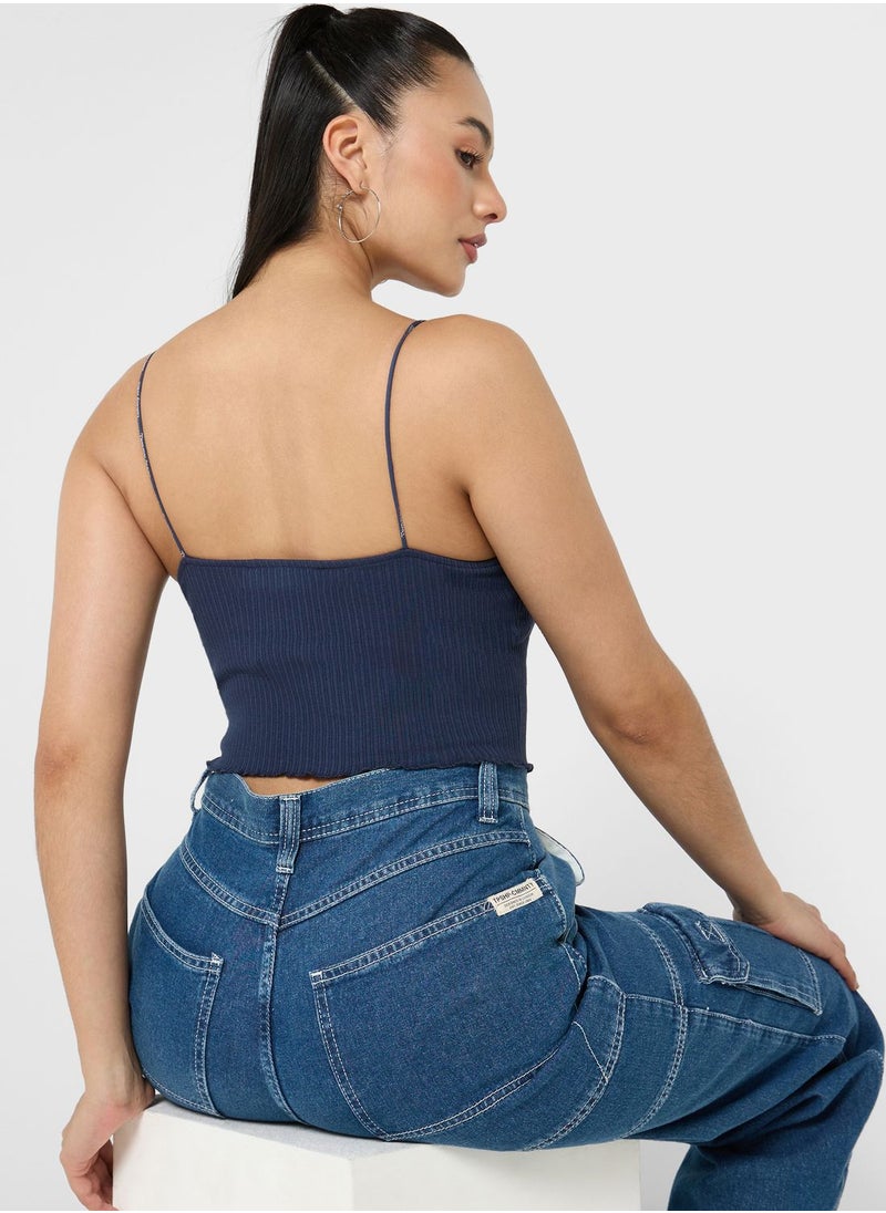 TOMMY JEANS - Strappy Ribbed Knitted Top - Image 1