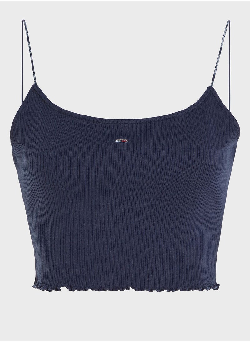 TOMMY JEANS - Strappy Ribbed Knitted Top - Image 1