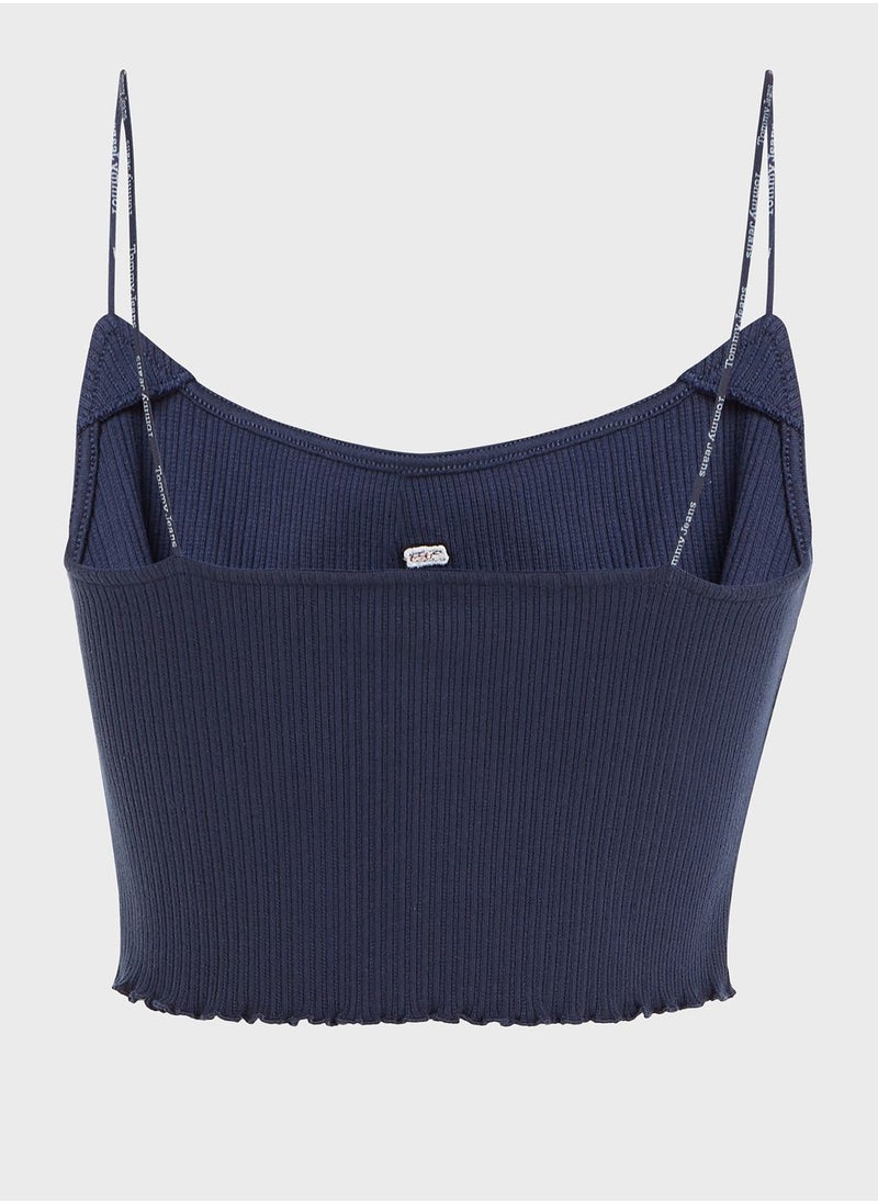 TOMMY JEANS - Strappy Ribbed Knitted Top - Image 1