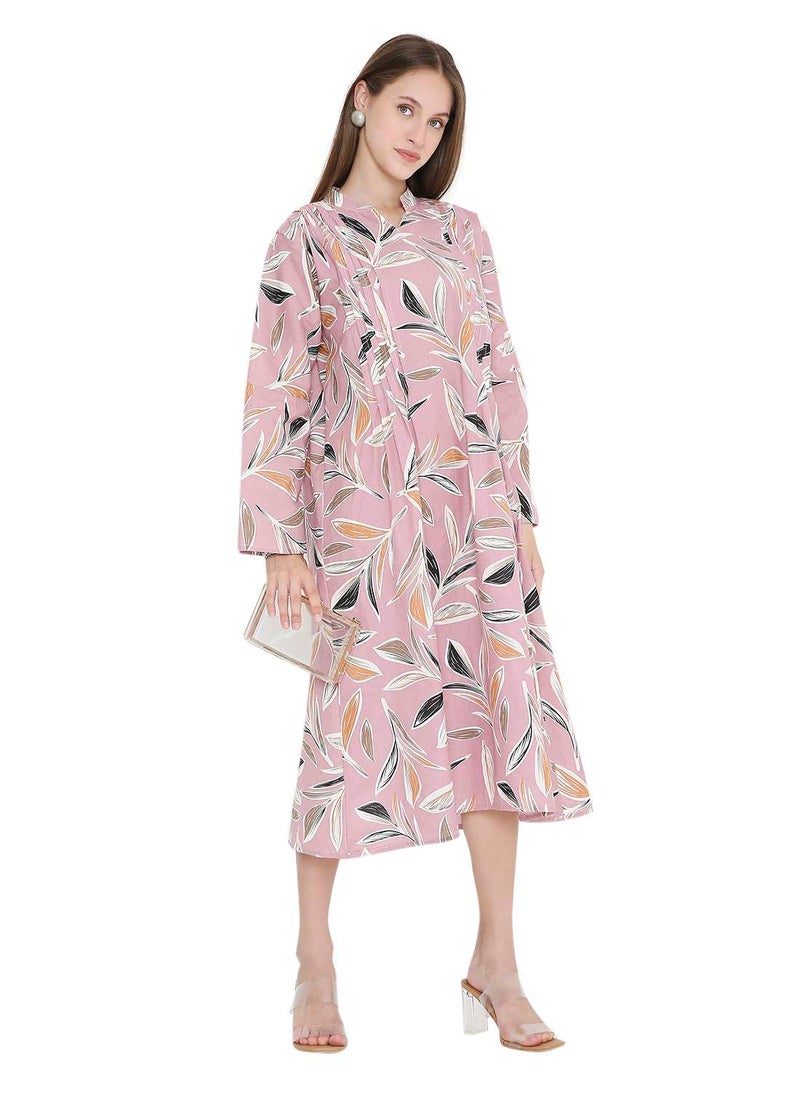 HANA & SARA UNIQUE PRINTED SHORT FARASHA MODEST WEAR ARABIC KAFTAN JALABIYA DRESS  - Image 1