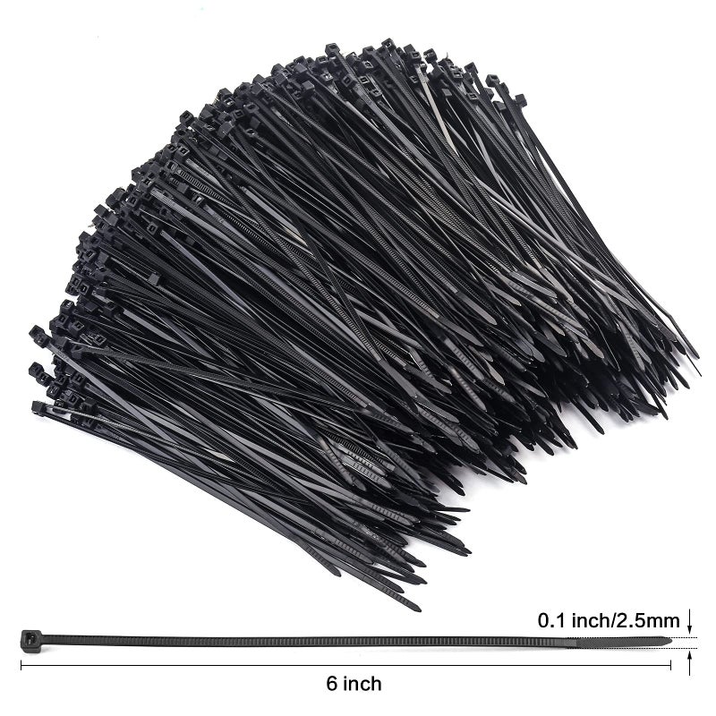 Rienar 1000 Pcs Zip Ties, 6 Inch Self-Locking Nylon Cable Ties, Premium Heavy Duty Plastic Wire Ties Wraps for Indoor and Outdoor (Black) - Image 2