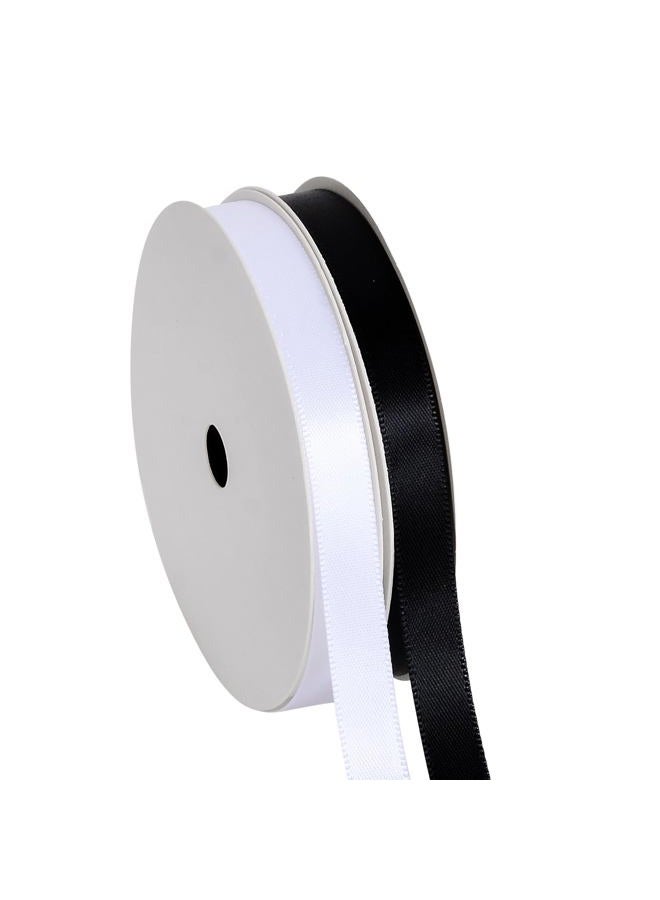Ribest Black and White Double Faced Satin Ribbon, 3/8 Inch Decorative Ribbon Black for Gift Wrapping Crafts Hair Bows Sewing Wedding Birthday, 2 Rolls Total 20 Yards - Image 2