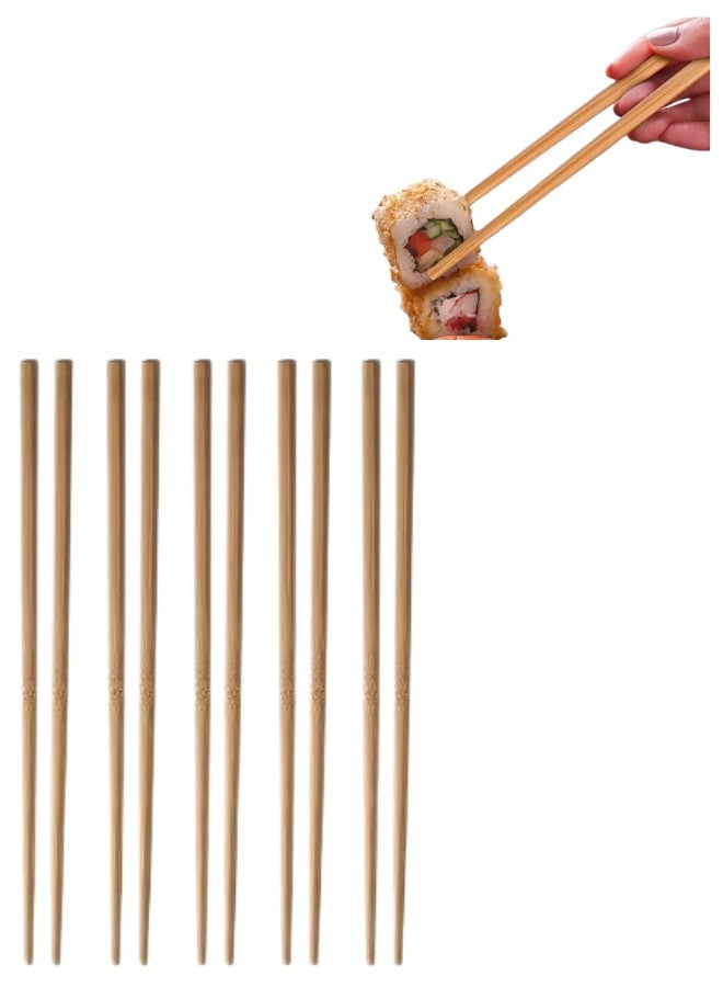 عيدان طعام يابانية، طبيعية قابلة لإعادة الاستخدام، ناعمة ومزخرفة، طقم من 10 أزواج، للسوشي، النودلز، الرامن، والمأكولات الصينية - Image 1