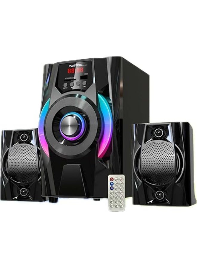 Platinum AH-4001 2.1 Channel Home Cinema Subwoofer System - 6000W P.M.P.O. with RGB Dynamic Lighting & Remote Control | Supports Bluetooth, USB, AUX, and SD Card - Image 1
