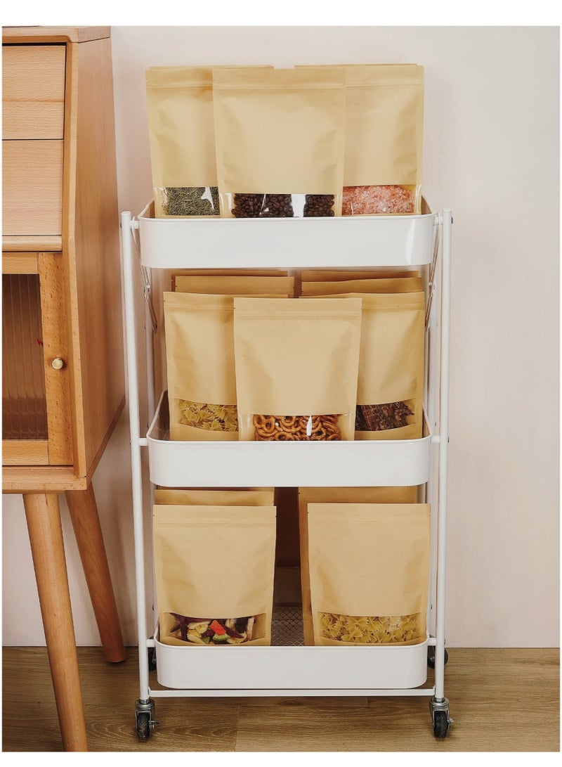 50Pcs Kraft Paper Standing Bag With Clear Window Zip Lock Food Storage Bag Reusable Sealable Paper Bag Coffee Bag - Image 4