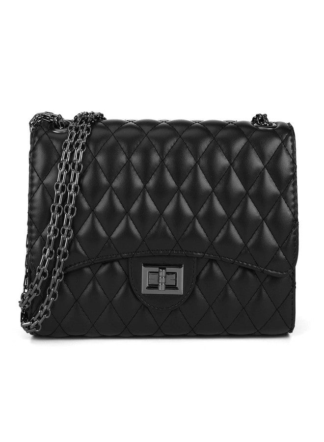 Gladdon Quilted Crossbody Purse for Women Trendy Ladies Shoulder Bag with Chain Designer Purses Black - Image 1