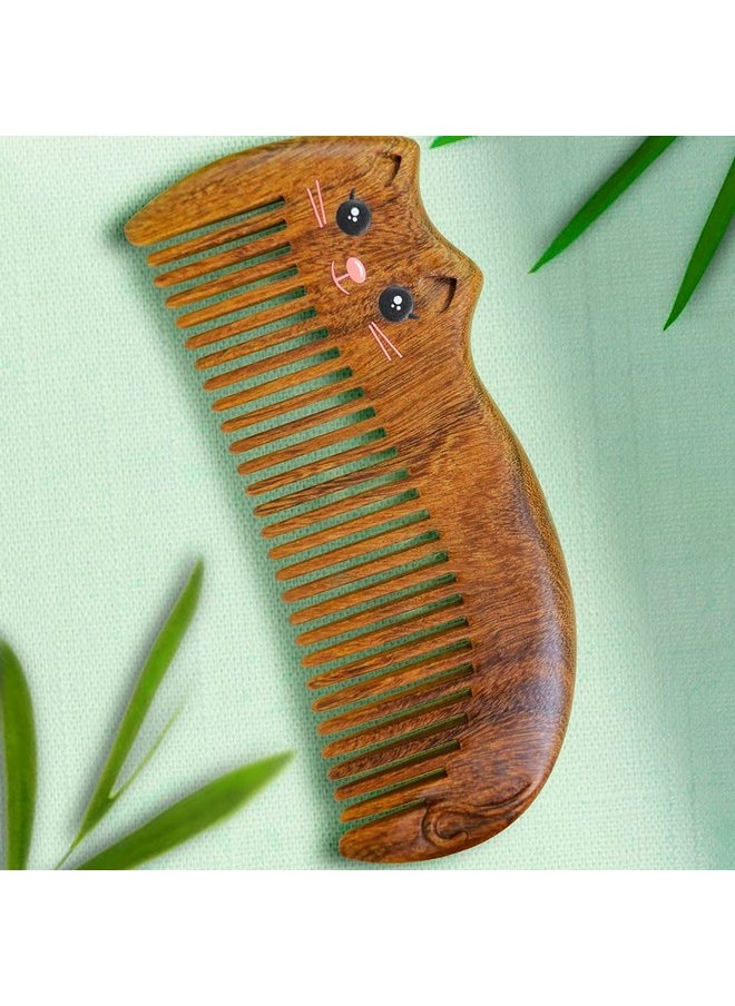 TAN MUJIANG Antistatic Wood Shaped Kitty Cat Comb  - Image 5