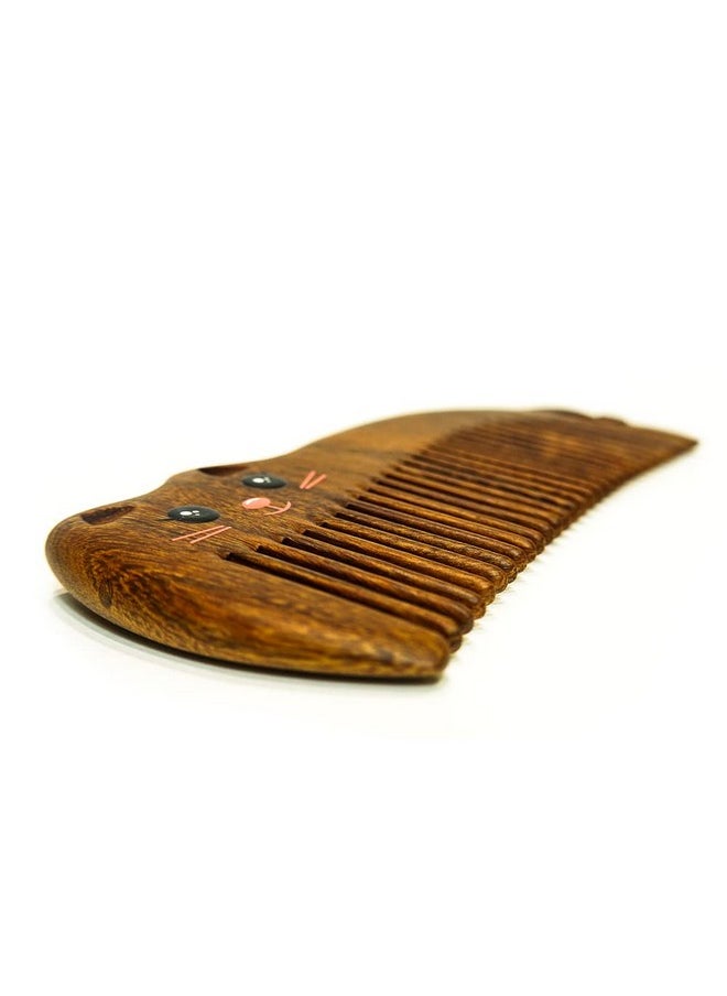 TAN MUJIANG Antistatic Wood Shaped Kitty Cat Comb  - Image 3