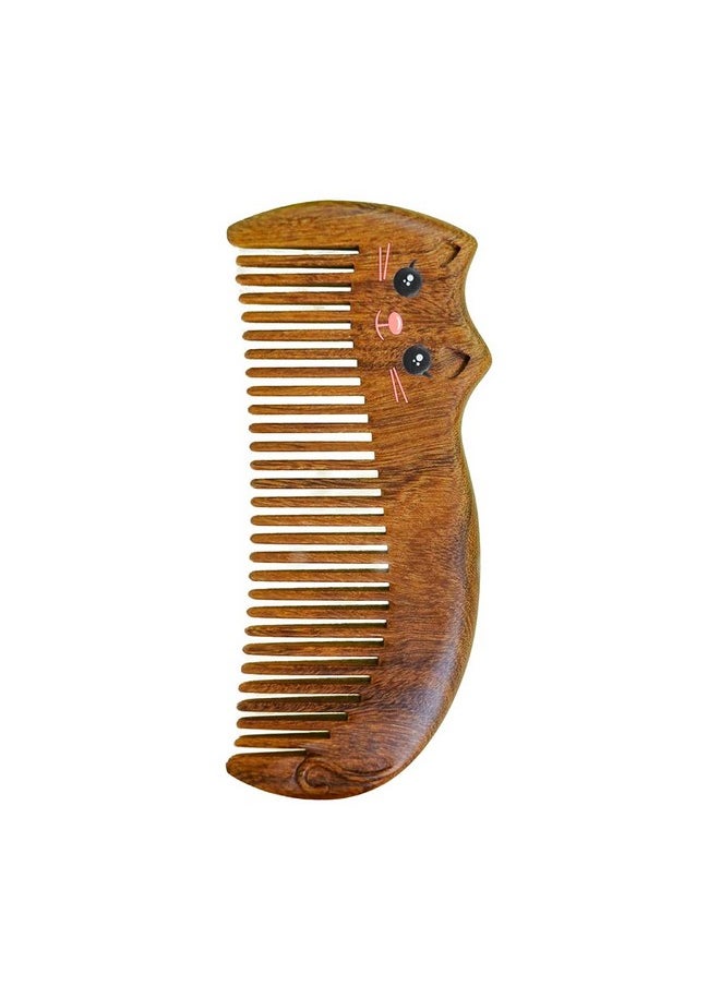 TAN MUJIANG Antistatic Wood Shaped Kitty Cat Comb  - Image 2