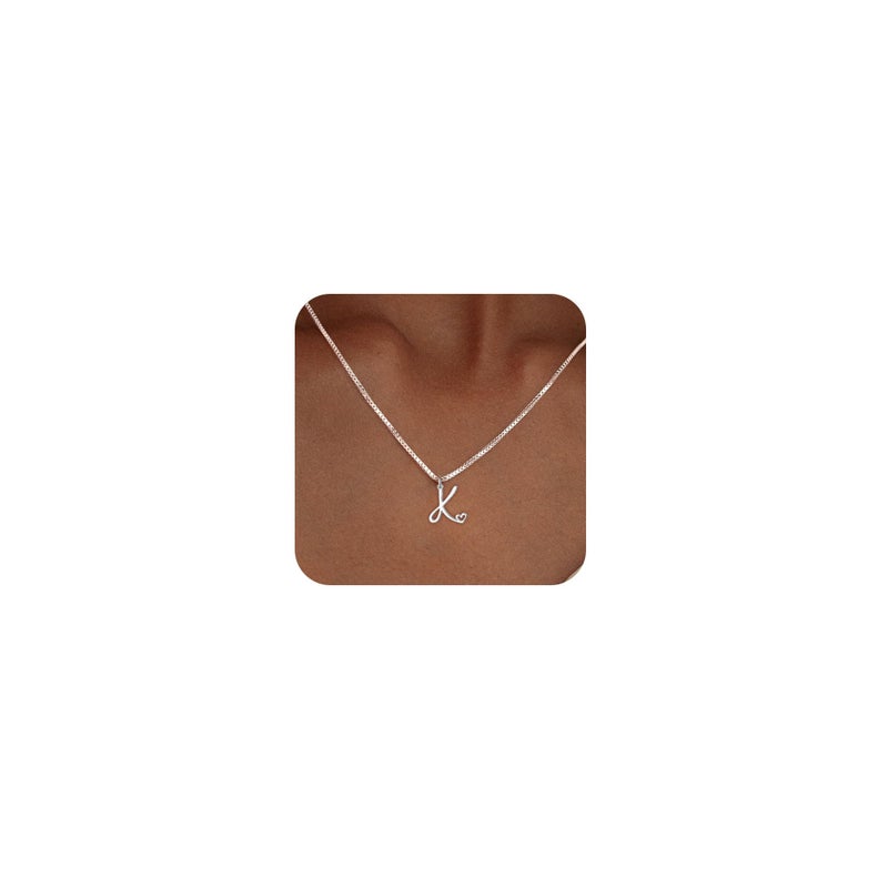 TITUTHIA Initial Necklaces for Women Trendy, Dainty Silver Letter Necklace Cute Pendant Choker Name Necklace Personalized Costume Monogram Simple Silver Jewelry Necklace for Women Gifts - Image 1
