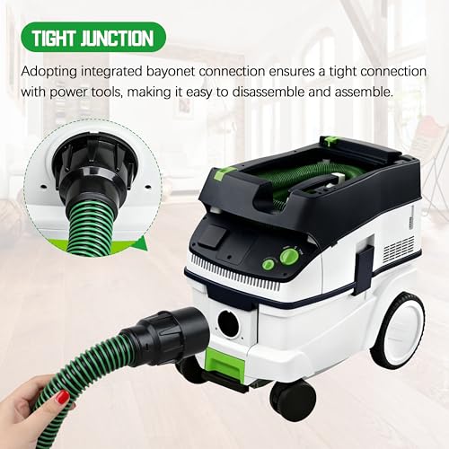 KAZFFD 3.5M (11.5FT) Durable Dust Extractor Hose for Festool Vacuums(D27/32),Ideal for Woodworking/Renovation/DIY, Fits CT 15/25/26/36/48, CT MINI/MIDI, Green - Image 5