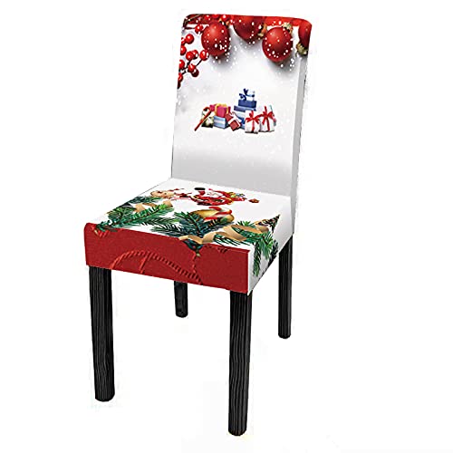 XMNTG XMNTG Set of 6 Merry Christmas Christmas Chair Slipcovers Presents Printed Chair Covers Christmas Decor Removable Chair Covers Non Slip Washable Furniture Protector for Dining Room Kitchen  - Image 4