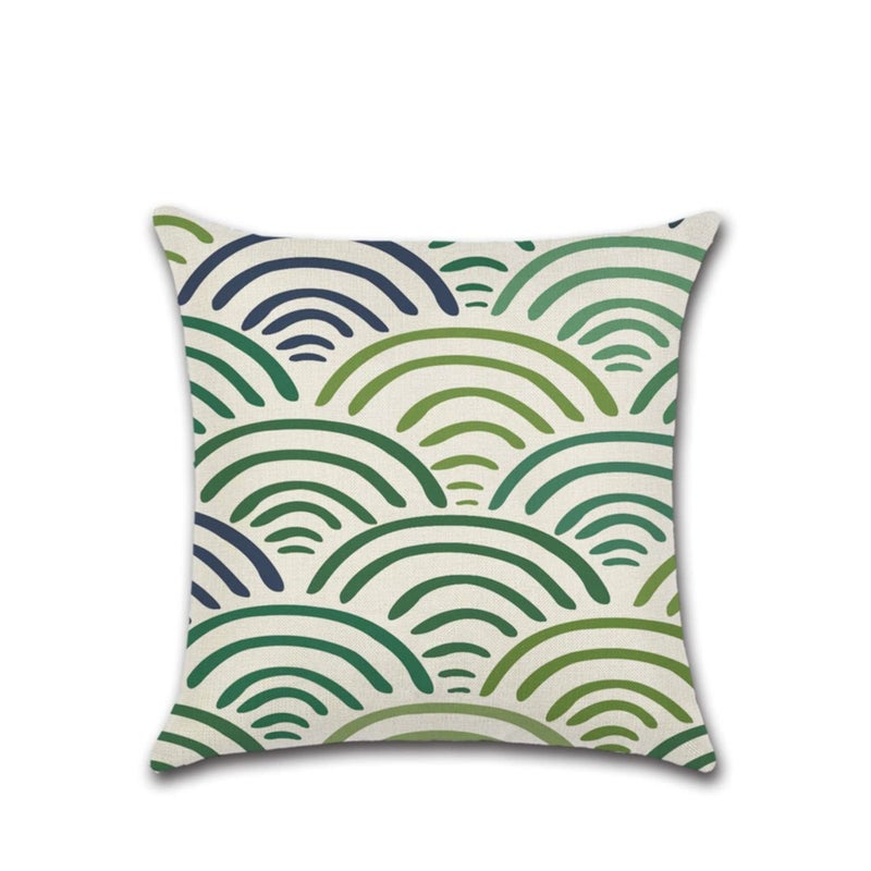 Barakah Outdoor Decorative Cushion Covers 45x45 cm Waterproof Pillow Covers Tropical Leaf Outdoor Cushions Patio Garden Geometric Pillowcases for Bench Sofa Home Decor Set of 4 - Image 2