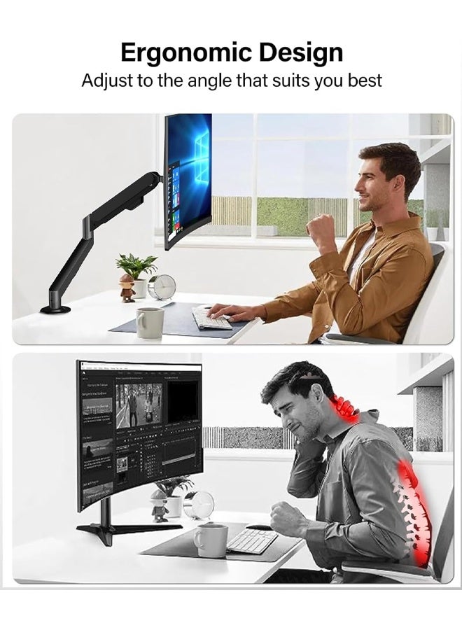DUNISO Single Monitor Arm - Ergonomic Monitor Stand VESA Mount, Gas Suspension, Adjustable, for 17-35" Screens  - Image 5
