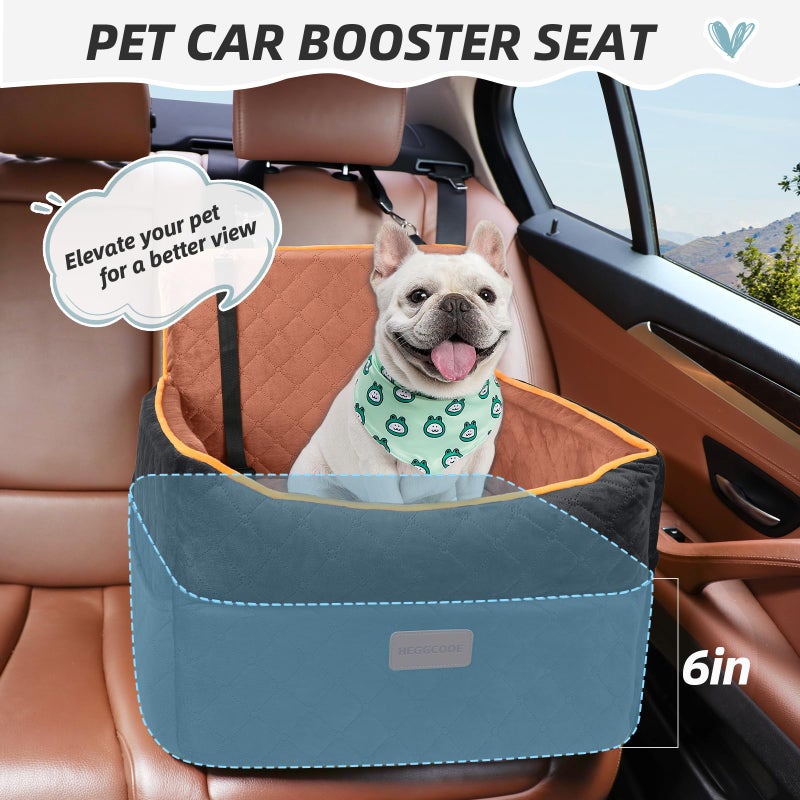 HEGGCOOE Small Dog Car Seat, Memory Foam Dog Booster Seats with Thick Cushion for Medium Dogs Under 35lbs, Detachable Washable Pet Car Seat Travel Bed with Storage Pockets,2 Safety Belts - Image 2
