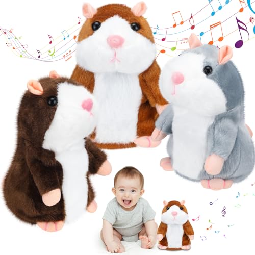 Motionchic 3 Pcs Talking Hamster Repeats What You Say Interactive Stuffed Plush Animal Hamster Toys Talking Mouse Toys for Kids Birthday Wedding Graduation Gifts Boys Girls Early Learning - Image 1