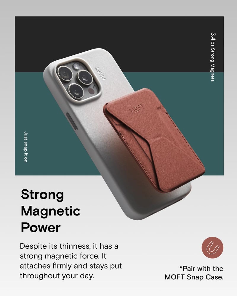 MOFT Magnetic Wallet Stand Compatible with iPhone 17/16/15/14/13/12 Series, Angle Adjustment & Magsafe Compatible MOVAS Phone Stand,Sienna Brown - Image 4