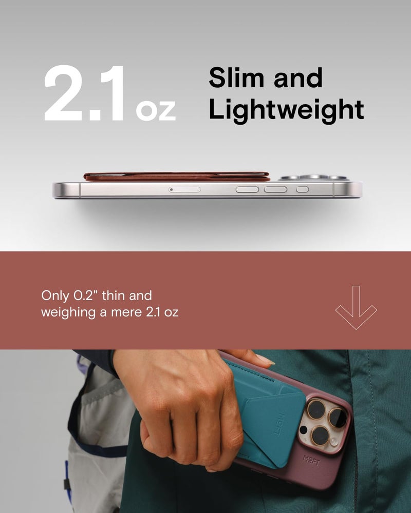 MOFT Magnetic Wallet Stand Compatible with iPhone 17/16/15/14/13/12 Series, Angle Adjustment & Magsafe Compatible MOVAS Phone Stand,Sienna Brown - Image 2