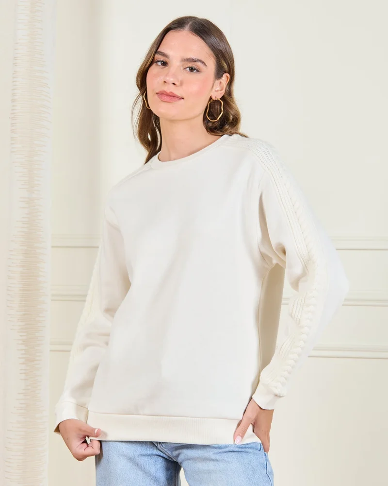 Redtag Women Ivory Embroidered Sweatshirt