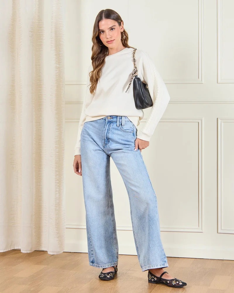 Redtag Women Ivory Embroidered Sweatshirt