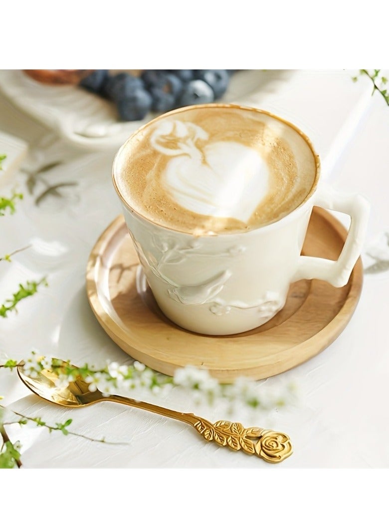 Sisily 4Pcs Rose Handle Spoon Fork Set 4.72inch (304) Stainless Steel Flatware for Coffee Tea Dessert Ice Cream Appetizer Fruit（Gold） - Image 4