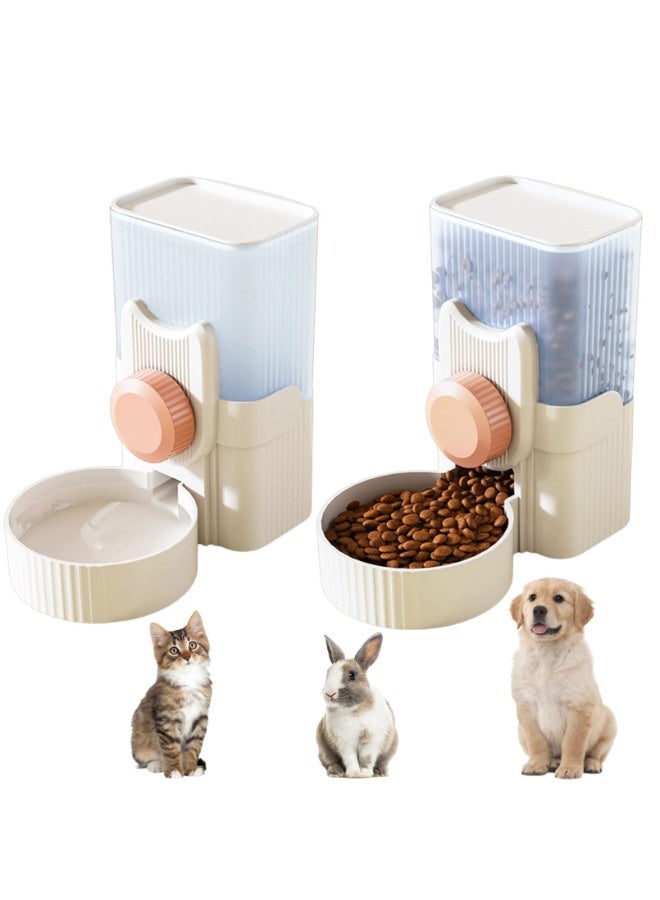 general Hanging Automatic Pet Feeder Water Dispenser Set, 1000mL Rabbit Food Bowl Water Bottle Cage-Mounted Gravity Hanging Feeder for Small Pets Rabbits Ferrets Cats Dogs Guinea Pigs - Image 1