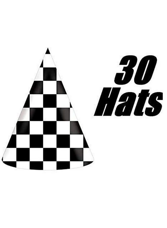 Oojami Serves 30 Complete Party Pack Race Car Theme 30 Birthday Party Hats 30 Blowouts 30 Treat Bags 20 Diy Photo Props 14 Swirls 2 Pennant Banners 1 Backdrop Ideal For Race Car Theme Birthday Party - Image 3