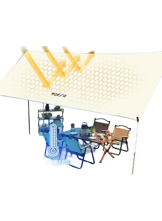 OFEIS German Outdoor Tarp Tent, Outdoor Camping Equipment, Rainproof, Sun-Resistant, Sunshade Canopy, Silver Tarp, 12 Square Meters - Image 2