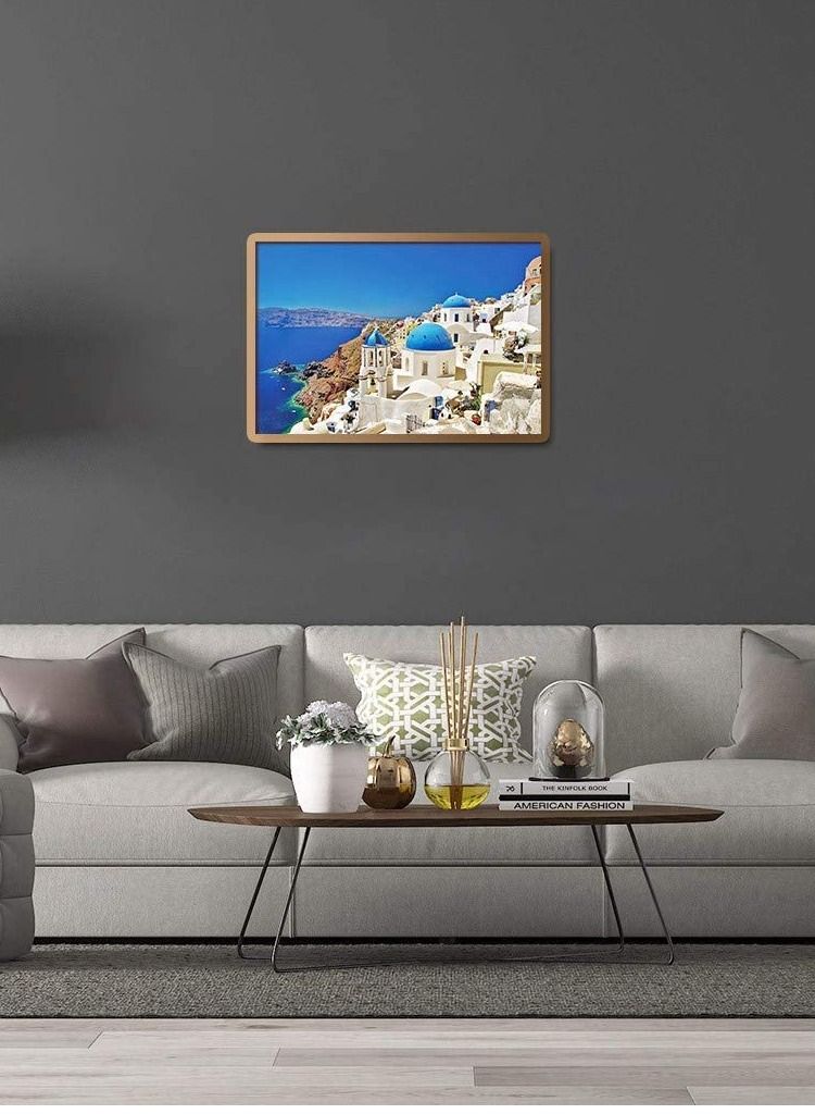 ألغاز 1000 قطعة للبالغين لغز المنظر الطبيعي لسانتوريني في بحر إيجه الحالم في اليونان 30 × 20 بوصة لعبة لغز هدية ممتعة لعبة عائلية لعبة لغز كبيرة عمل فني - Image 3