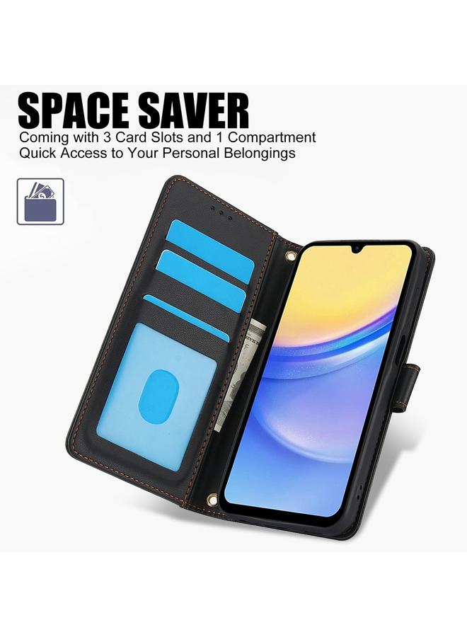 اس-توب جراب لهاتف Samsung Galaxy A55 5G، جراب هاتف جلدي بلون نقي مع فتحات للبطاقات وحبل مزدوج - Image 2