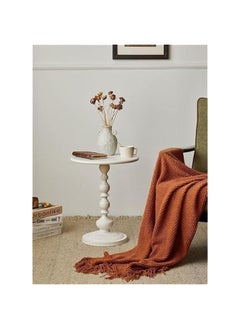 Beauenty Vintage Style Sofa Side Table, Light Luxury Style Coffee Table for Serving Guests, Side Table for Living Room Balcony Bedroom 40 * 40 * 52 cm (White)  - Image 1