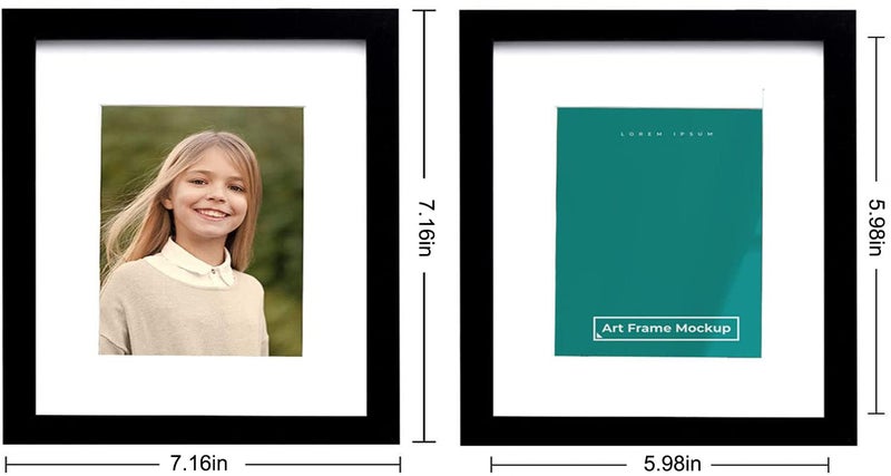 Picrit 6x6 Picture Frame Set of 4  Made of High Definition Real Glass  Display 4x4 with Mat or 6x6 Without Mat  Photo Frames for Wall Mounting or Table Top Display  Black - Image 4