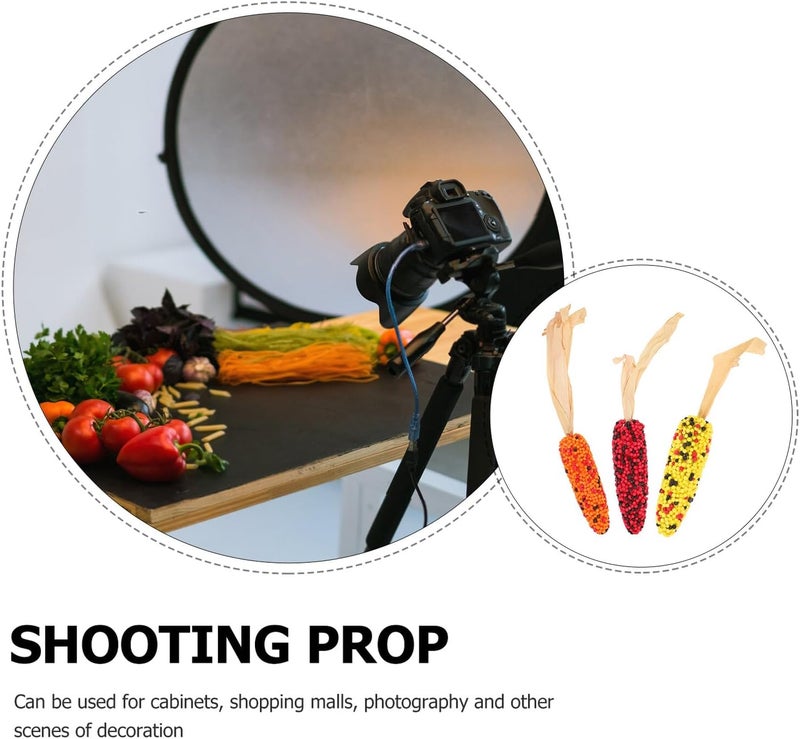 Artificial Corn Model Set 3pcs Foam Simulation Vegetables Decorative Fake Corn Props for Kitchen Display Thanksgiving Home Décor - Image 2