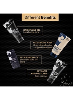 Qraa Men Look Good Kit, 330 G (Pack Of Face Wash, Styling Gel, Scrub & Beard Oil), Premium Gift Box For Men  - Image 3