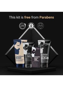 Qraa Men Look Good Kit, 330 G (Pack Of Face Wash, Styling Gel, Scrub & Beard Oil), Premium Gift Box For Men  - Image 5