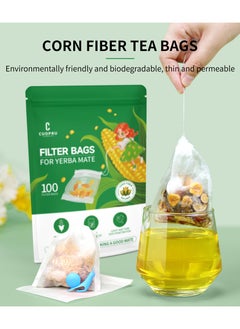 CUOPRU Corn fiber tea filter bag, disposable tea bag, with drawstring and tea bag holder, safe, natural and biodegradable, suitable for brewing coffee or tea, 8*10cm (3.15*3.94inch),200pcs  - Image 3