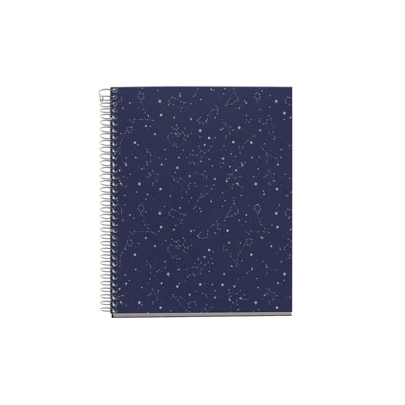 Miquelrius Miquel Rius M Fashion 4 Subject Notebook, Lined A5-8.27" x 5.83" 120 Sheets Heavyweight Paper, Subjects Separated by color, 2 Hole Punched, Micro-Perforated, Cosmos Design, Multicolor - Image 1