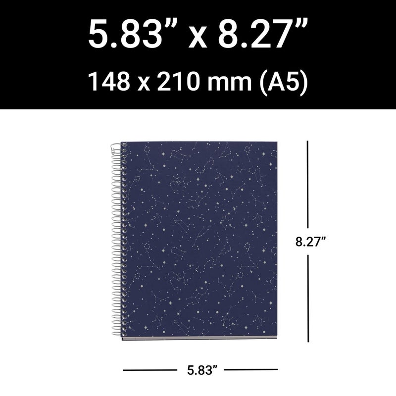 Miquelrius Miquel Rius M Fashion 4 Subject Notebook, Lined A5-8.27" x 5.83" 120 Sheets Heavyweight Paper, Subjects Separated by color, 2 Hole Punched, Micro-Perforated, Cosmos Design, Multicolor - Image 2
