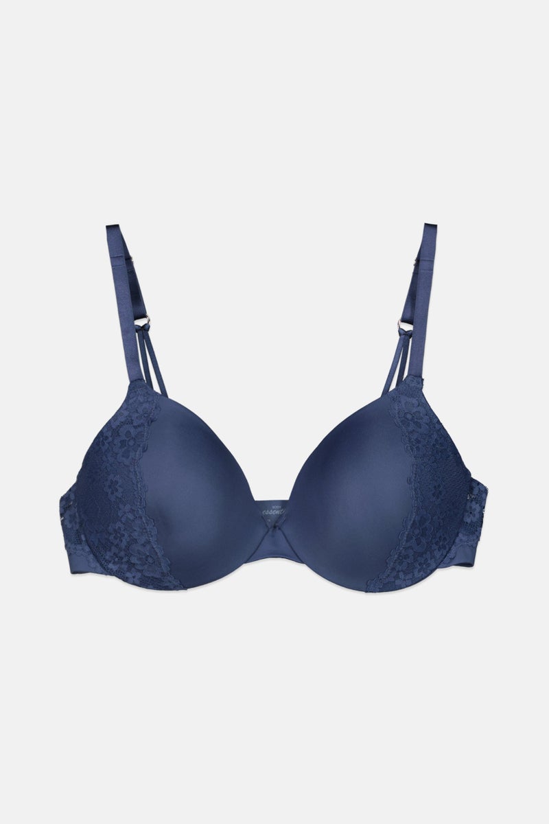 Tchibo Women Padded Underwired French Cup T-Shirt Bra, Blue  - Image 1