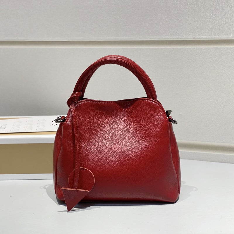 First-Layer Cowhide Genuine Leather Women'S Bag 2025 Gemstone Bag Handbag Crossbody Bag Commuter Bag Artistic Style Bucket Bag - Image 4