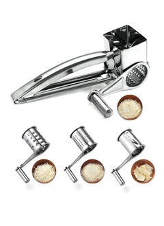 Oasisgalore Rotary Stainless Steel Cheese Grater with 4 Drum Blades - Manual Kitchen Tool  - Image 1