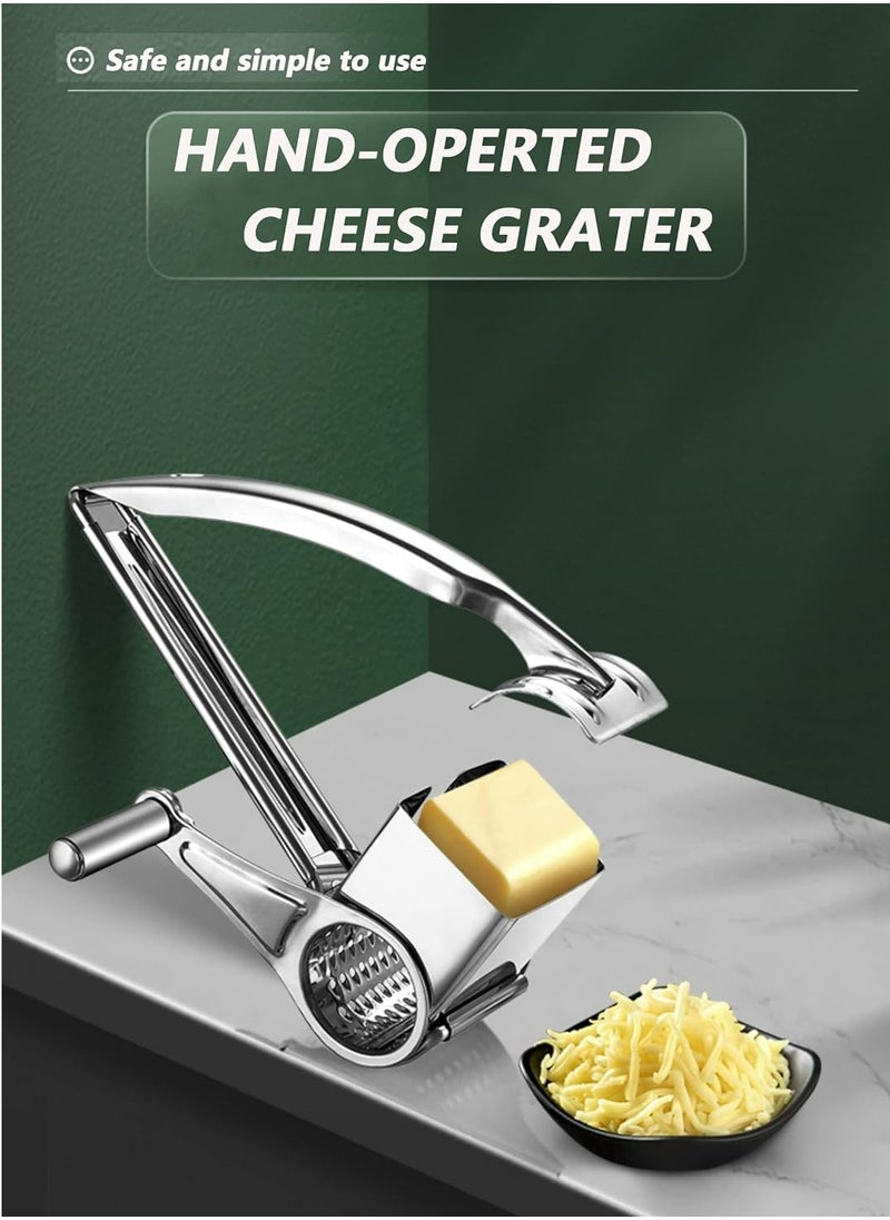 Oasisgalore Rotary Stainless Steel Cheese Grater with 4 Drum Blades - Manual Kitchen Tool  - Image 5