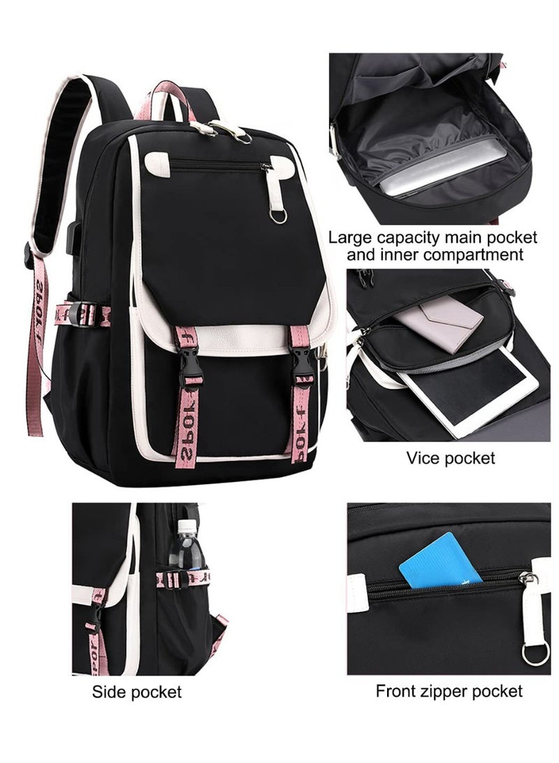 Blink Backpack with USB headphone jack, schoolbag for teenagers and primary school students, men's and women's leisure sports backpack - Image 2