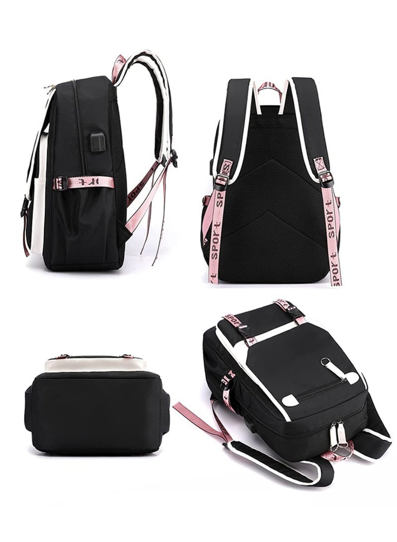 Blink Backpack with USB headphone jack, schoolbag for teenagers and primary school students, men's and women's leisure sports backpack - Image 3