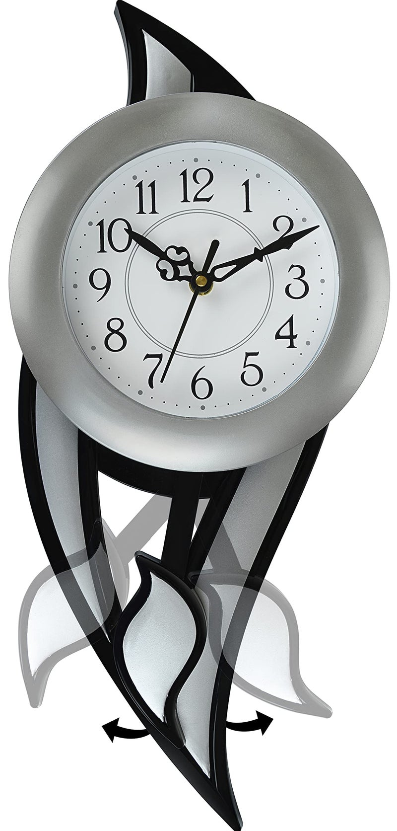 Harbour Analog Latest Stylish New Models Wall Clock with Pendulum for Home Living Room Hall Bedroom (Size Height 42.5 CM X Width 17.5 CM)- Home Decor Big Size Wall Clock MJ AD 18-2 - Image 1